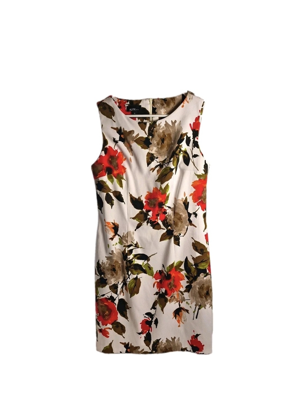 ALYX Watercolor Floral Sheath Dress 12 Scuba Mini Sexy Classy Cocktail Festive